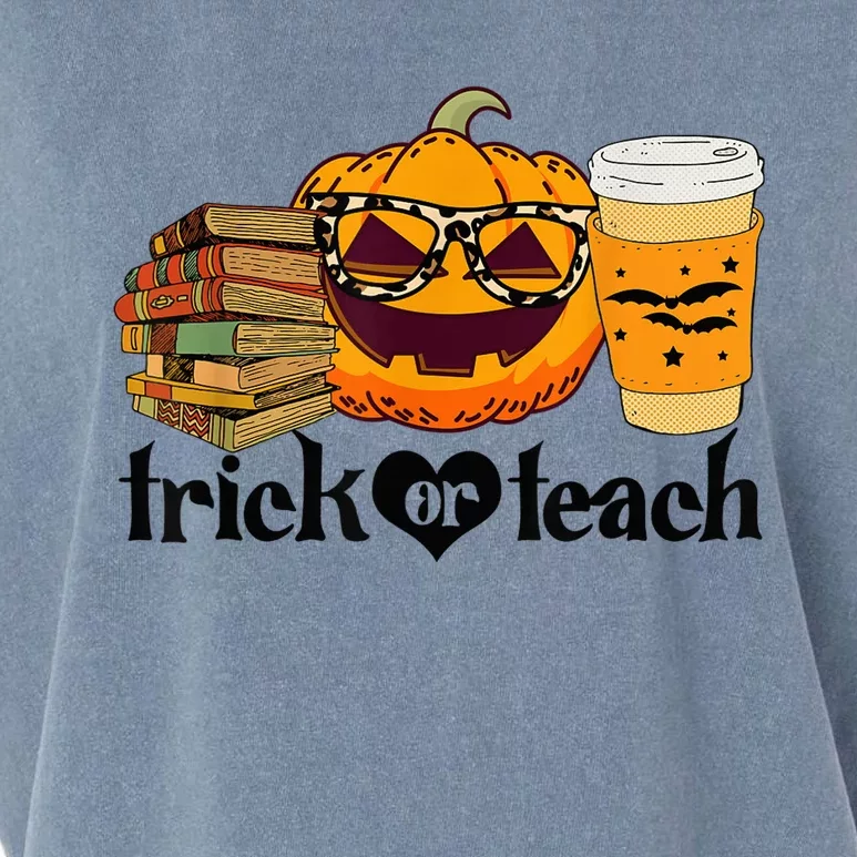 Halloween Trick Or Teach Pumpkin Funny Teacher Halloween Garment-Dyed Women's Muscle Tee