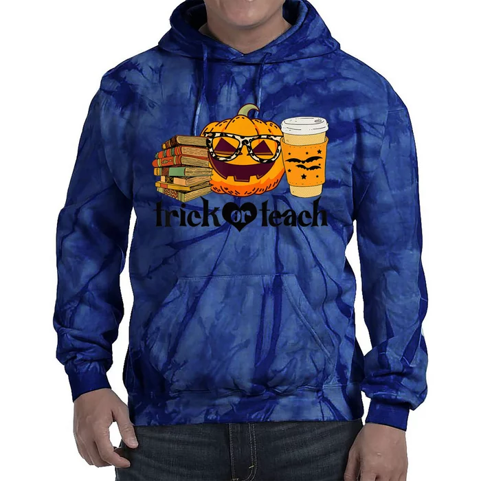 Halloween Trick Or Teach Pumpkin Funny Teacher Halloween Tie Dye Hoodie