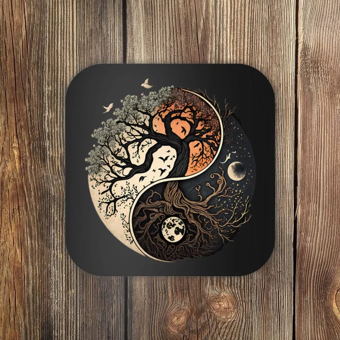 Harmonious Tree Of Life Yin Yang Coaster