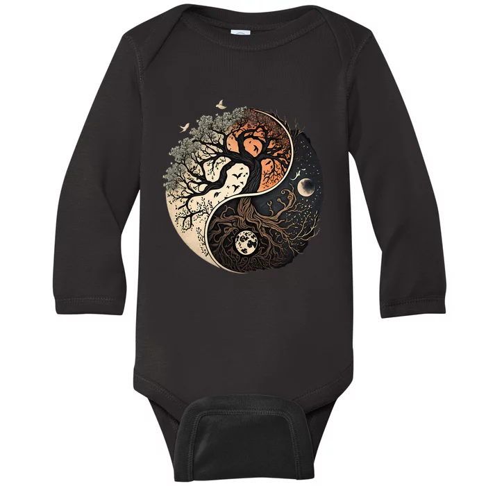 Harmonious Tree Of Life Yin Yang Baby Long Sleeve Bodysuit