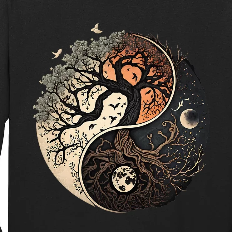 Harmonious Tree Of Life Yin Yang Tall Long Sleeve T-Shirt