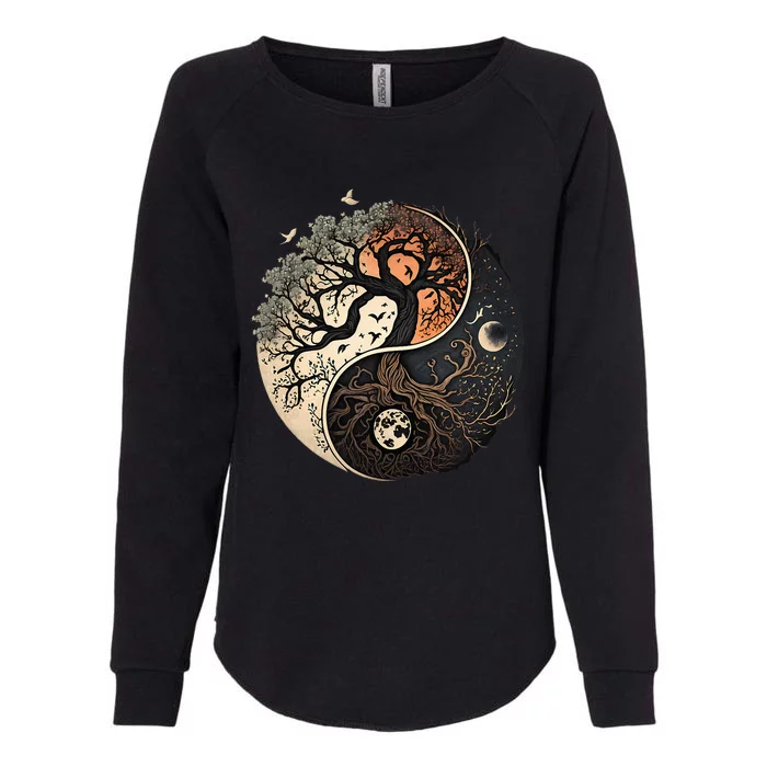 Harmonious Tree Of Life Yin Yang Womens California Wash Sweatshirt