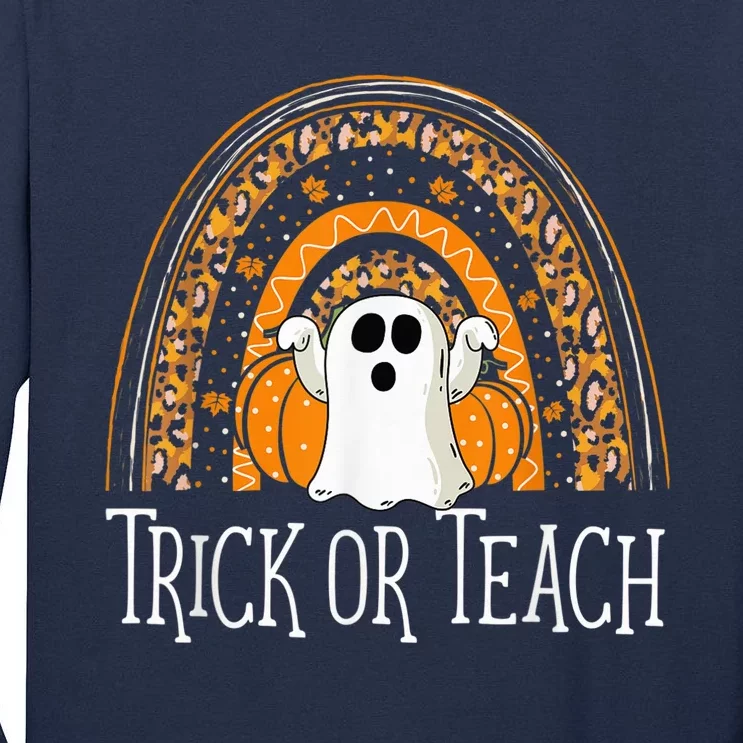 Halloween Trick Or Teach Ghost Rainbow Tall Long Sleeve T-Shirt