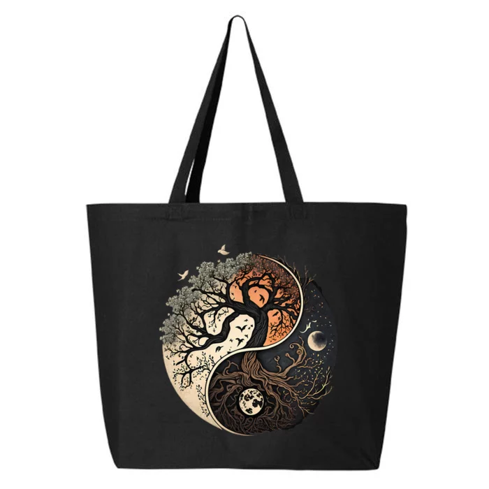 Harmonious Tree of Life Yin Yang Black 25L Jumbo Tote