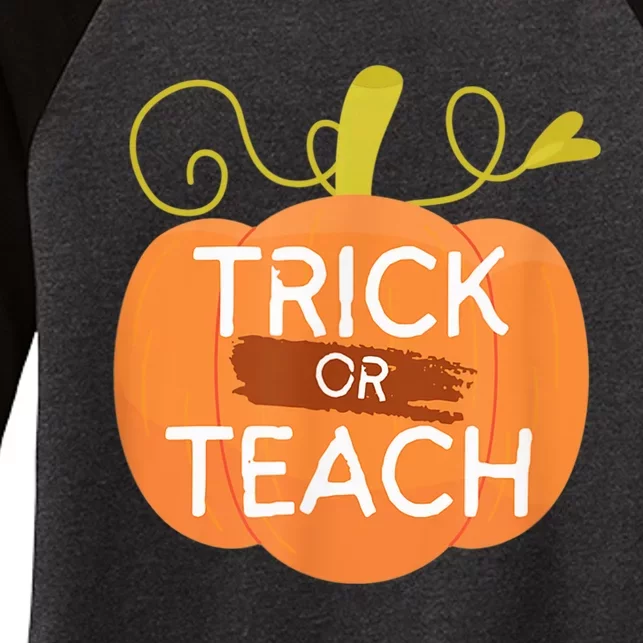 Halloween Trick Or Teach Pumpkin Teacher  Wo Graphic Women's Tri-Blend 3/4-Sleeve Raglan Shirt