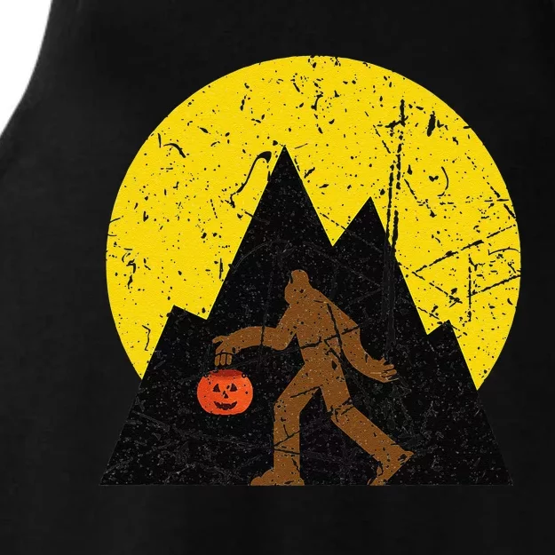 Halloween Trick Or Treat Bigfoot Yeti Sasquatch Design Ladies Tri-Blend Wicking Tank