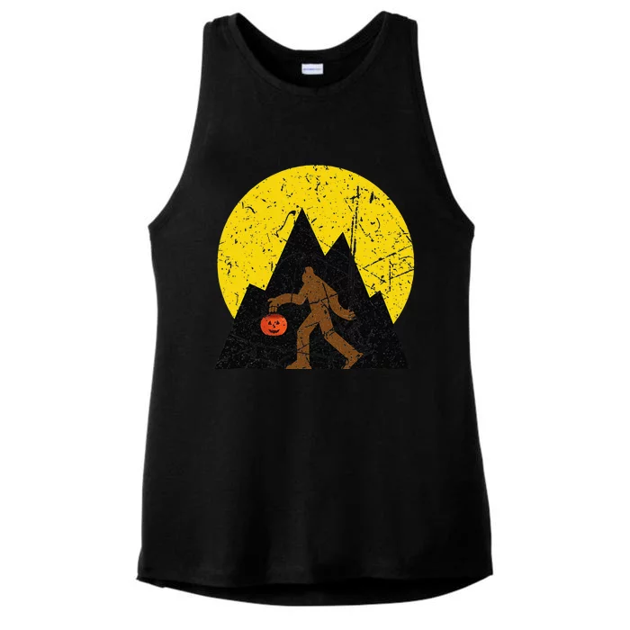 Halloween Trick Or Treat Bigfoot Yeti Sasquatch Design Ladies Tri-Blend Wicking Tank