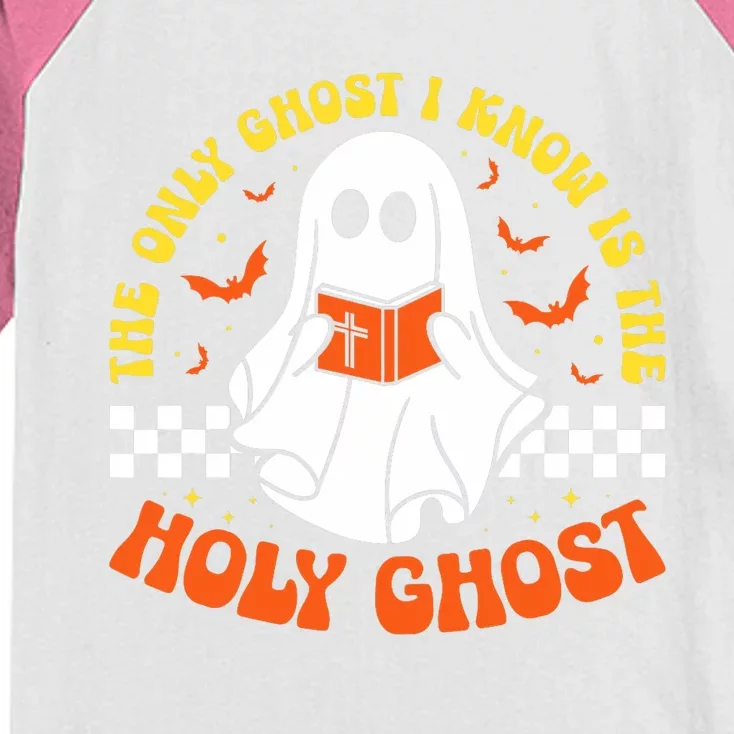 Halloween The Only Ghost I Know Is The Holy Ghost Christian Kids Colorblock Raglan Jersey