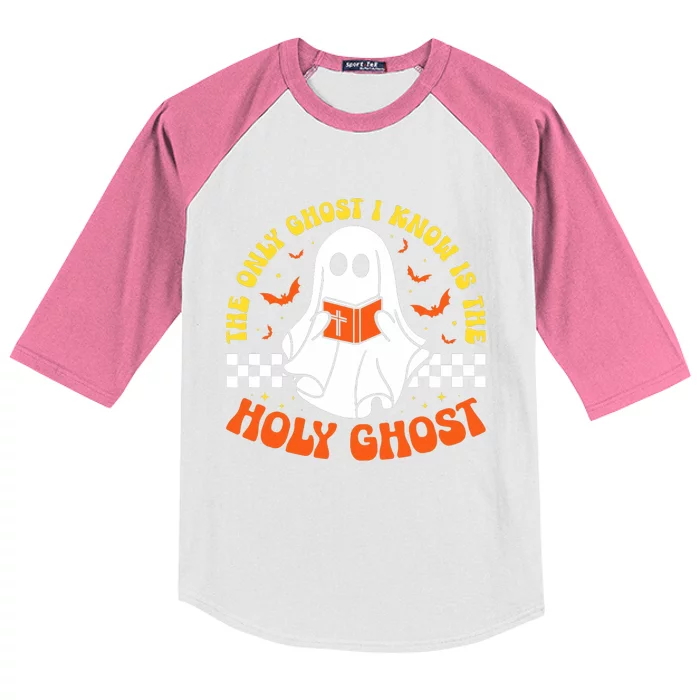 Halloween The Only Ghost I Know Is The Holy Ghost Christian Kids Colorblock Raglan Jersey