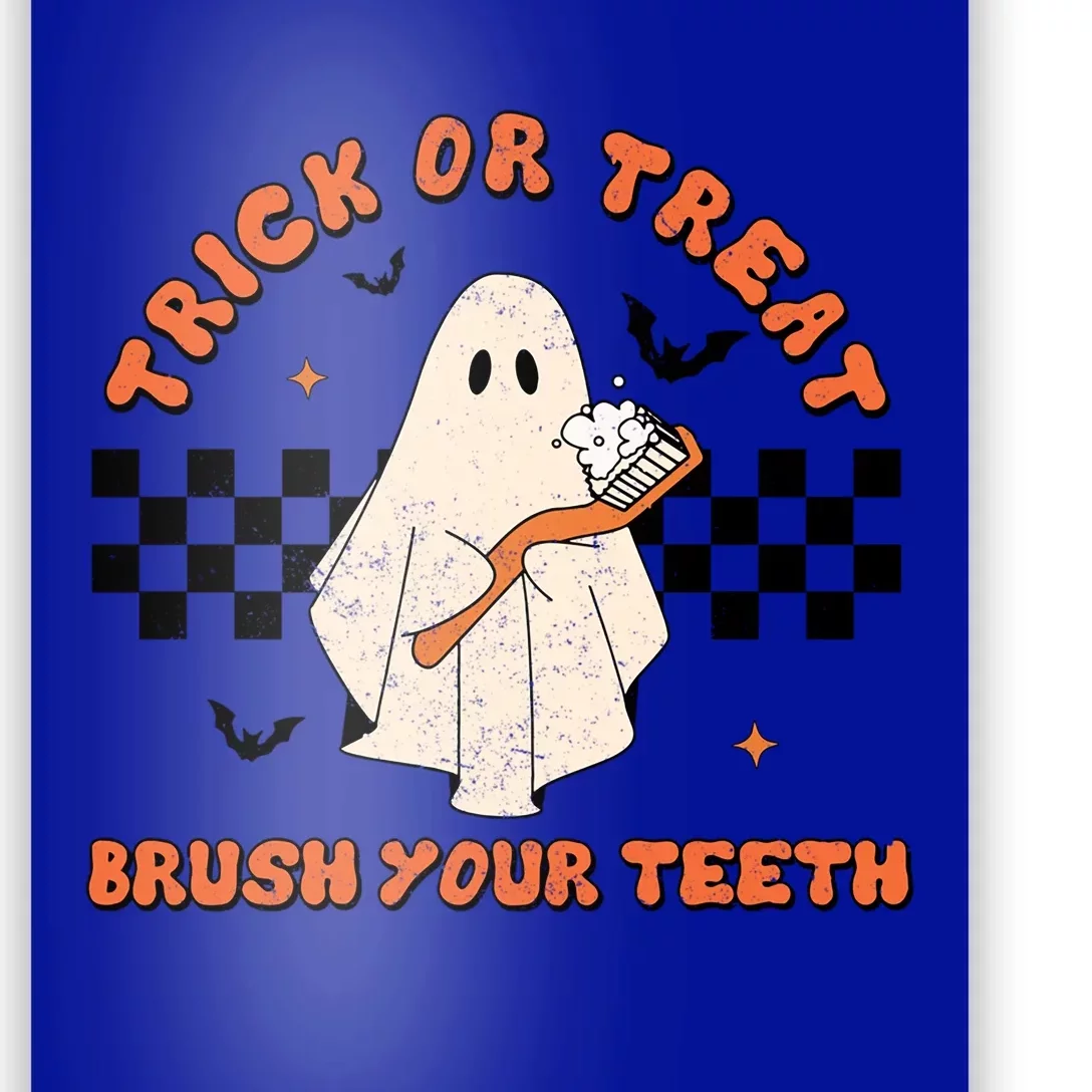 Halloween Trick Or Treat Brush Your Teeth Dental Ghost Funny Cool Gift Poster