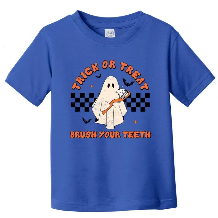 Halloween Trick Or Treat Brush Your Teeth Dental Ghost Funny Cool Gift Toddler T-Shirt