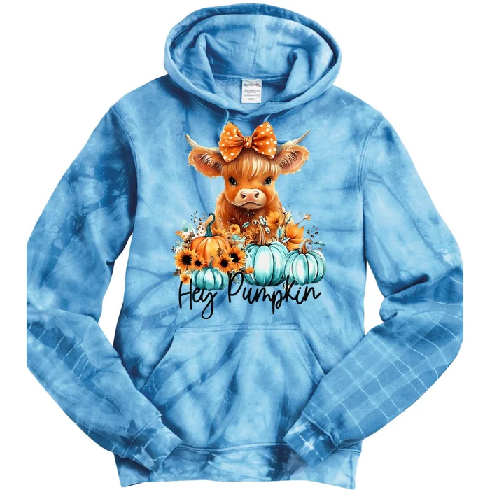 HayS There Pumkin Highland Cow Fall Autumn Thanksgiving Tie Dye Hoodie