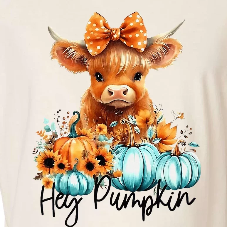 HayS There Pumkin Highland Cow Fall Autumn Thanksgiving Garment-Dyed Women's Muscle Tee