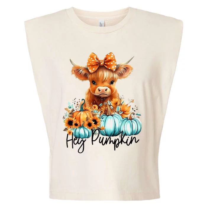 HayS There Pumkin Highland Cow Fall Autumn Thanksgiving Garment-Dyed Women's Muscle Tee