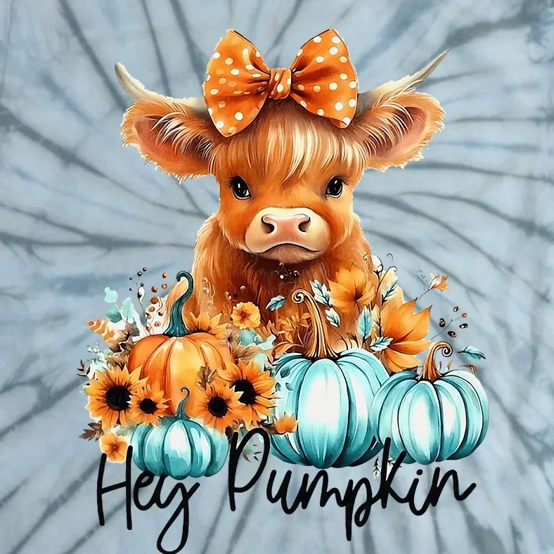 HayS There Pumkin Highland Cow Fall Autumn Thanksgiving Tie-Dye T-Shirt