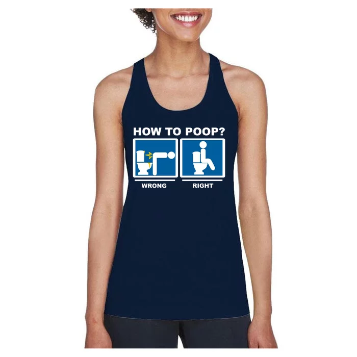 How To Poop Wrong Right Funny Meme Women's Racerback Tank