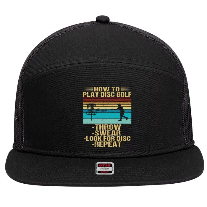 How To Play Disc Golf Funny Frisbee Golfing Player Dad 7 Panel Mesh Trucker Snapback Hat