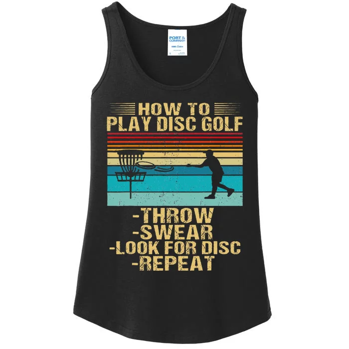 How To Play Disc Golf Funny Frisbee Golfing Player Dad Ladies Essential Tank