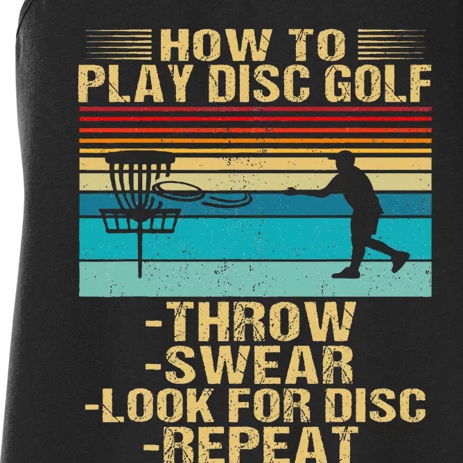 How To Play Disc Golf Funny Frisbee Golfing Player Dad Women's Racerback Tank