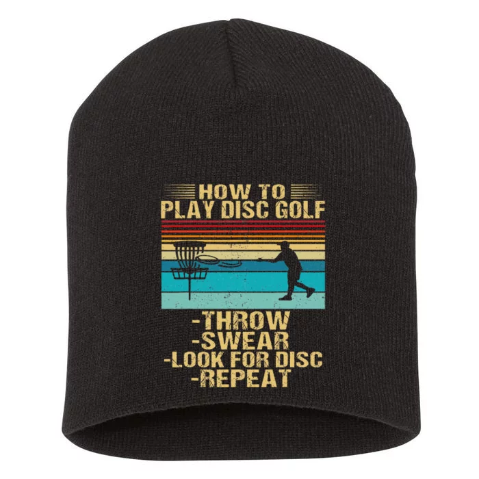 How To Play Disc Golf Funny Frisbee Golfing Player Dad Short Acrylic Beanie