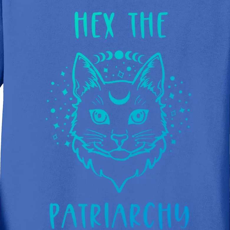 Hex The Patriarchy Feminism And Feminist Witch Moon Phase Meaningful Gift Kids Long Sleeve Shirt