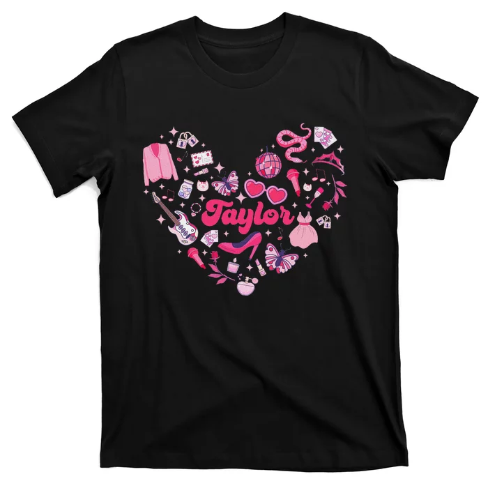 Heart Taylor Personalized Name Groovy 70s Vibes T-Shirt