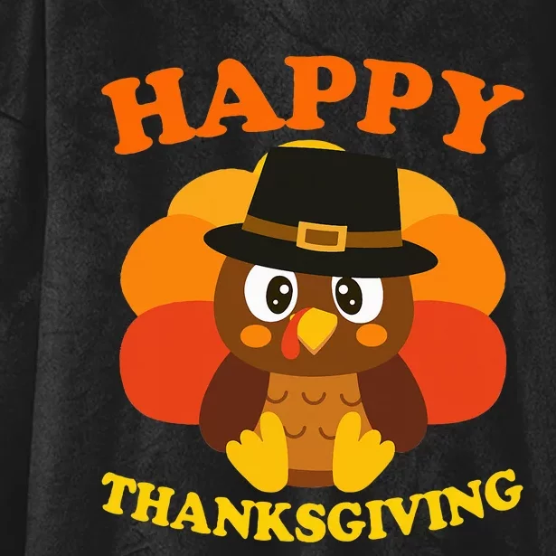 Happy Thanksgiving Pilgrim Turkey Hooded Wearable Blanket