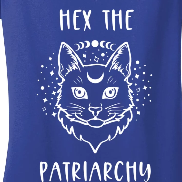 Hex The Patriarchy Feminism And Feminist Witch Moon Phase Gift Women's V-Neck T-Shirt