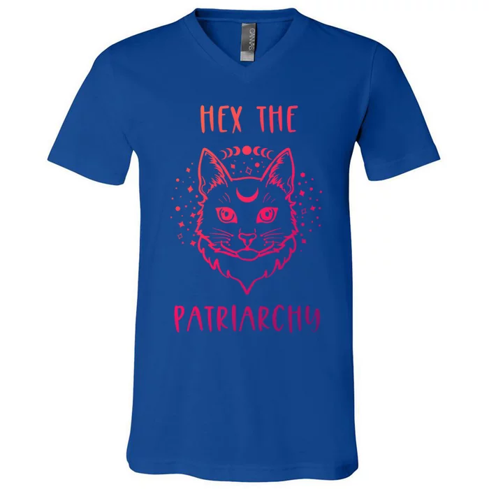 Hex The Patriarchy Feminism And Feminist Witch Moon Phase Meaningful Gift V-Neck T-Shirt