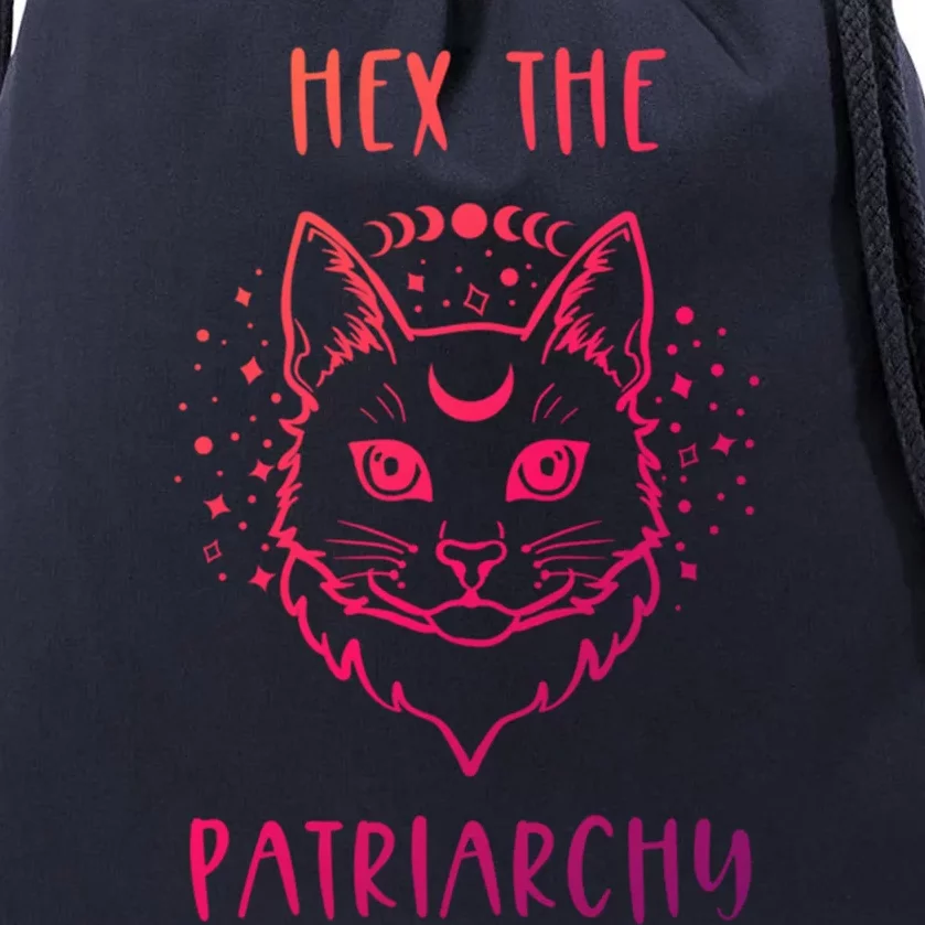 Hex The Patriarchy Feminism And Feminist Witch Moon Phase Meaningful Gift Drawstring Bag