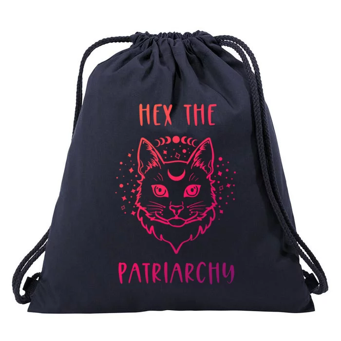 Hex The Patriarchy Feminism And Feminist Witch Moon Phase Meaningful Gift Drawstring Bag