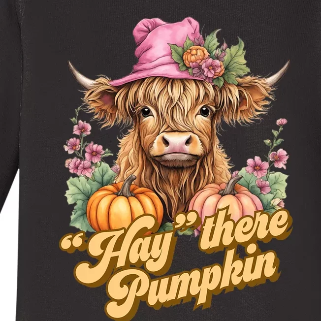 Hay there Pumpkin Coo for Cow Lovers Baby Long Sleeve Bodysuit