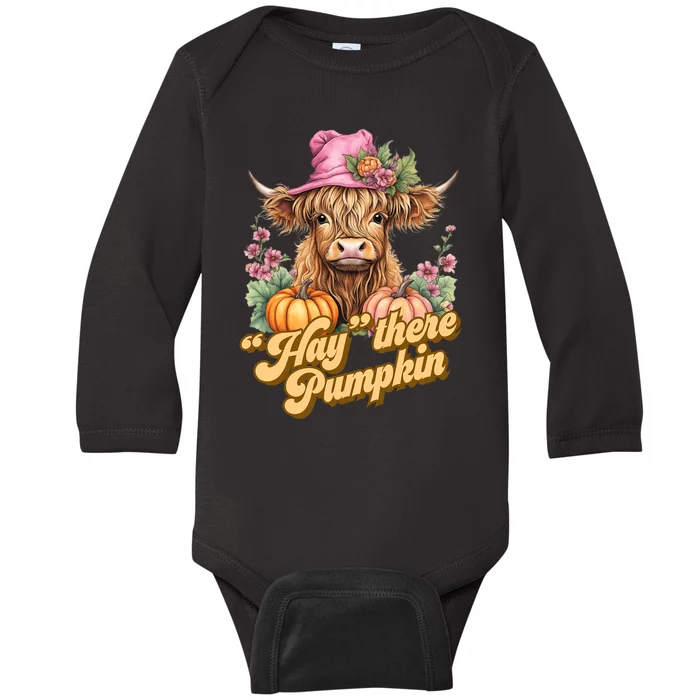 Hay there Pumpkin Coo for Cow Lovers Baby Long Sleeve Bodysuit