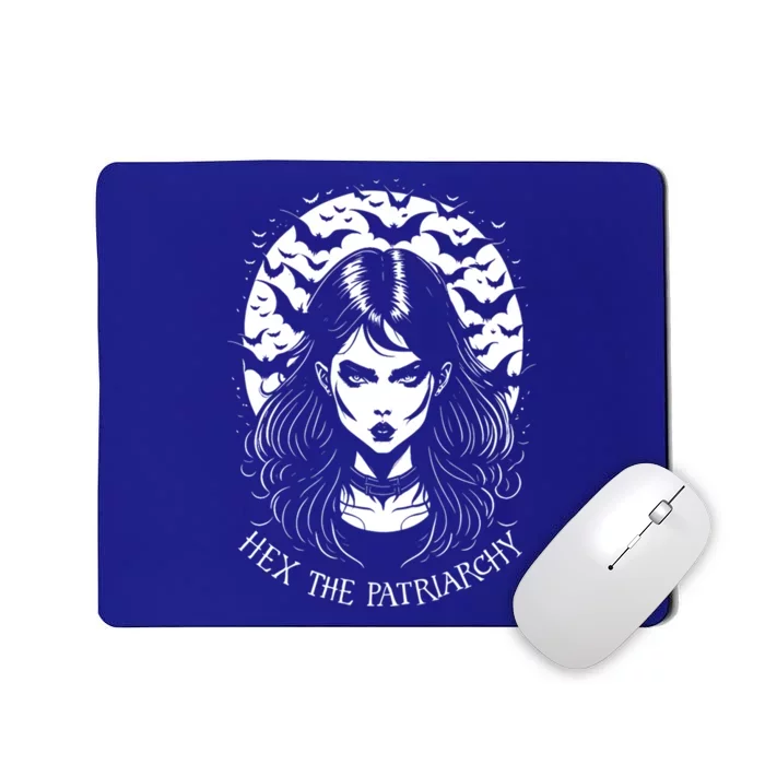 Hex The Patriarchy Feminist Witch Goth Halloween Moon Funny Gift Mousepad