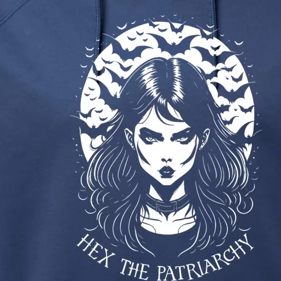 Hex The Patriarchy Feminist Witch Goth Halloween Moon Funny Gift Performance Fleece Hoodie