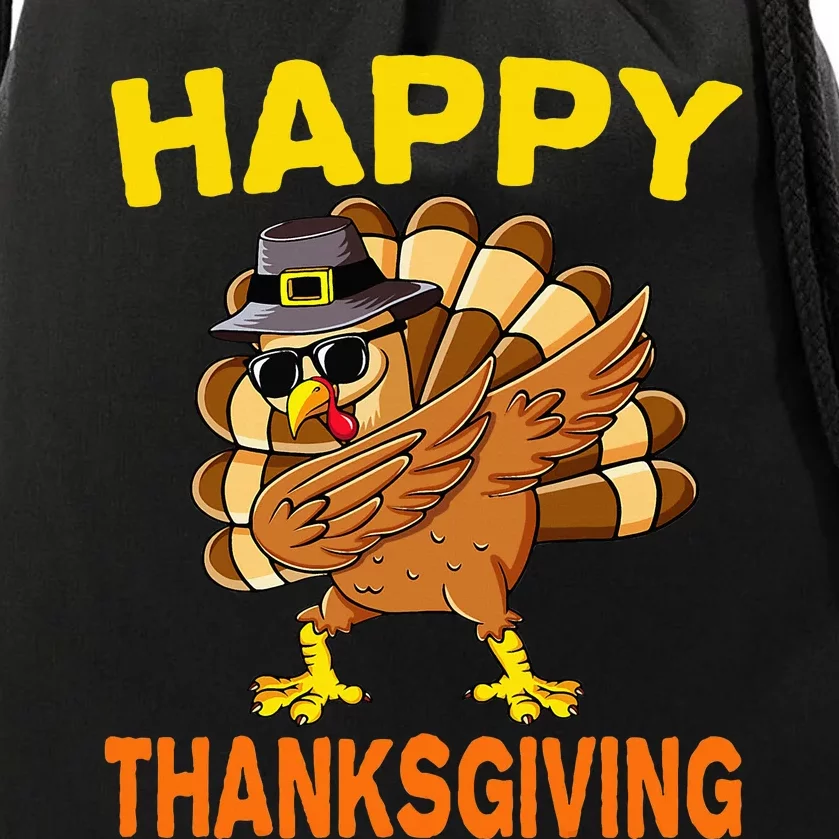 Happy Thanksgiving Pilgrim Turkey Drawstring Bag