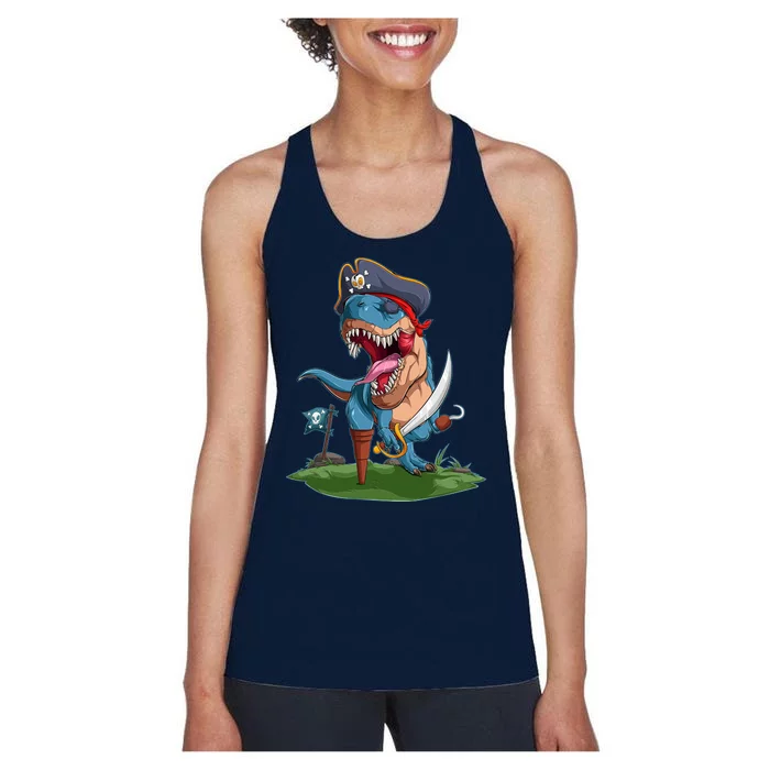 Halloween TRex Pirate Costume Women's Racerback Tank