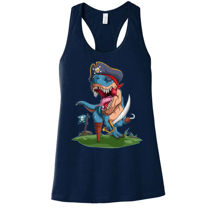 Halloween TRex Pirate Costume Women's Racerback Tank