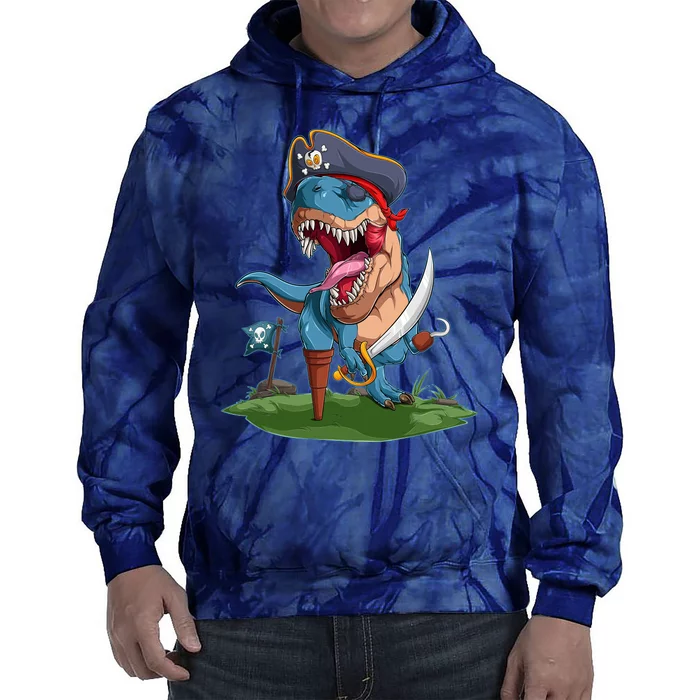 Halloween TRex Pirate Costume Tie Dye Hoodie