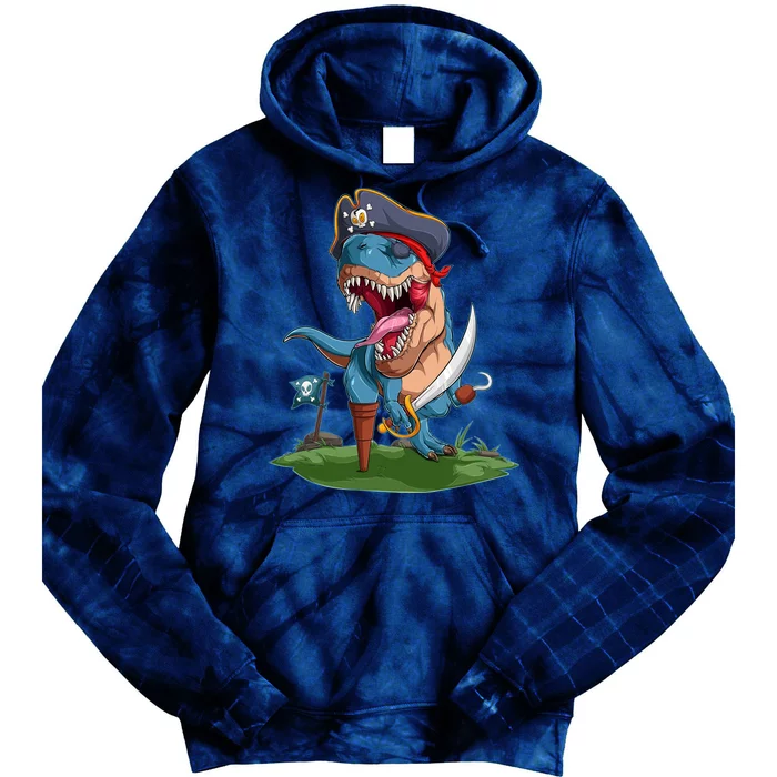 Halloween TRex Pirate Costume Tie Dye Hoodie