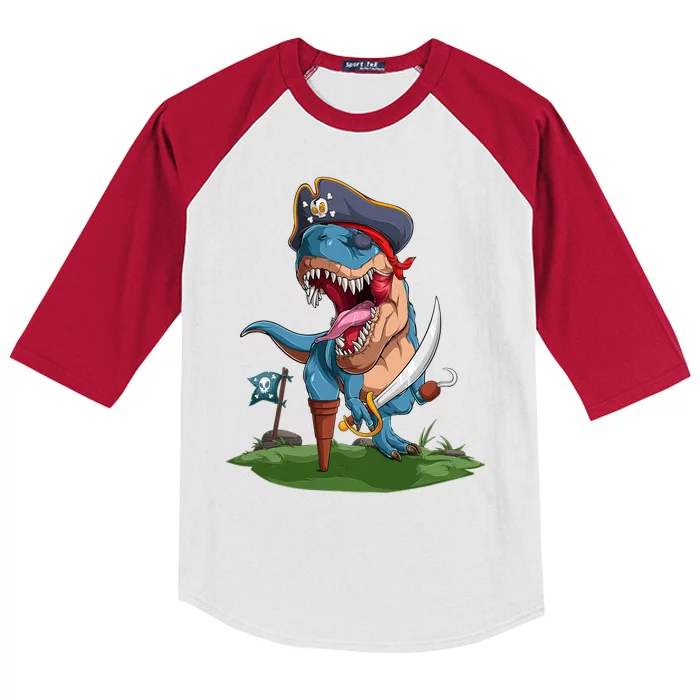 Halloween TRex Pirate Costume Kids Colorblock Raglan Jersey