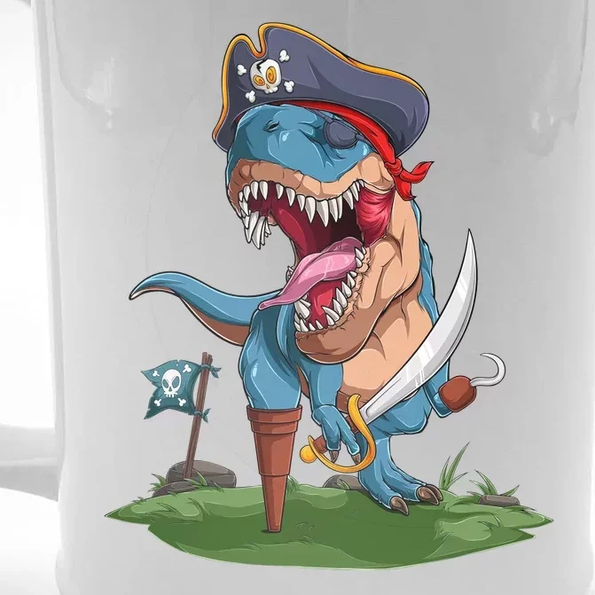 Halloween TRex Pirate Costume Front & Back Beer Stein