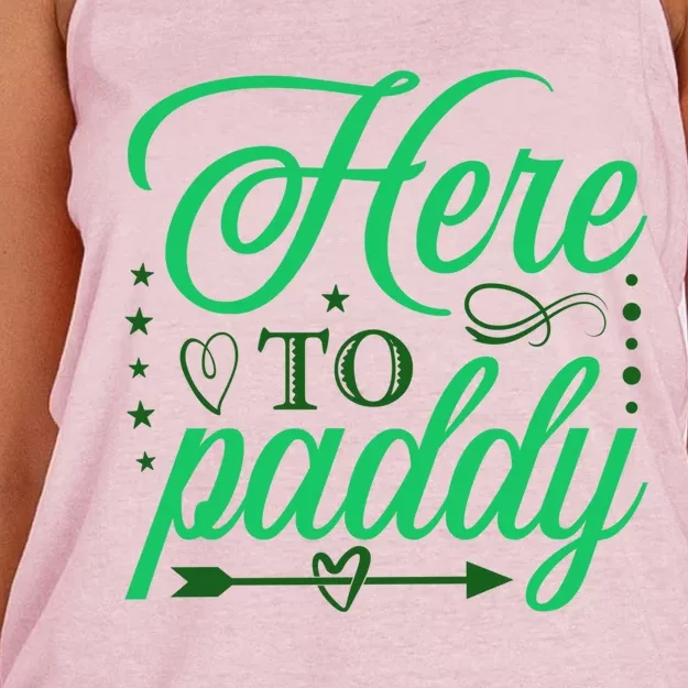 Here To Paddy Family Matching St Patricks Day Gift Women's Knotted Racerback Tank