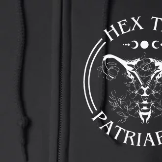 Hex the Patriarchy Floral Moon Feminist Witch Symbols Design Full Zip Hoodie