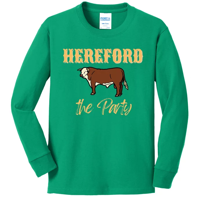 Herefords The Party Funny Cows Cattle Farm Farmer Fashion Kids Long Sleeve Shirt