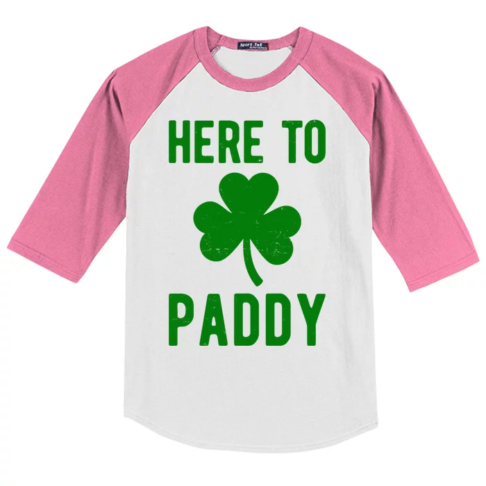 Here To Paddy St Patricks Day Kids Colorblock Raglan Jersey