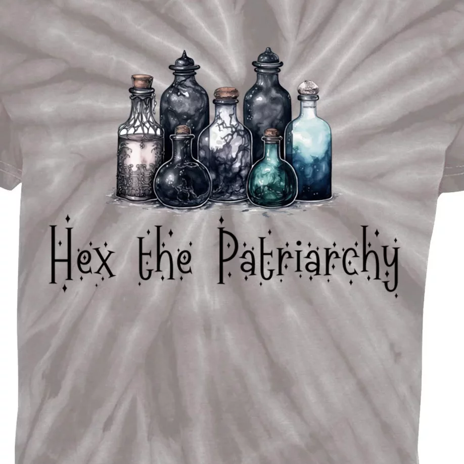 Hex Th Patriarchy Feminist Witch Celestial Occult Witchcraft Gift Kids Tie-Dye T-Shirt