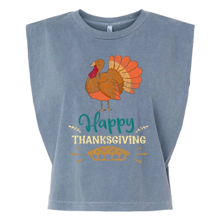 Happy Thanksgiving Pie Turkey Costume Family Pajama Party Garment-Dyed Women's Muscle Tee