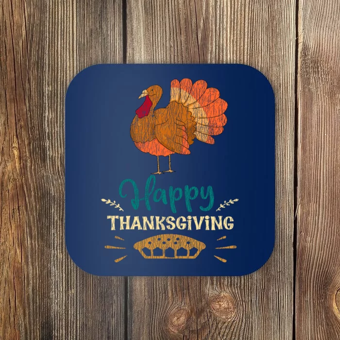 Happy Thanksgiving Pie Turkey Costume Family Pajama Party Coaster