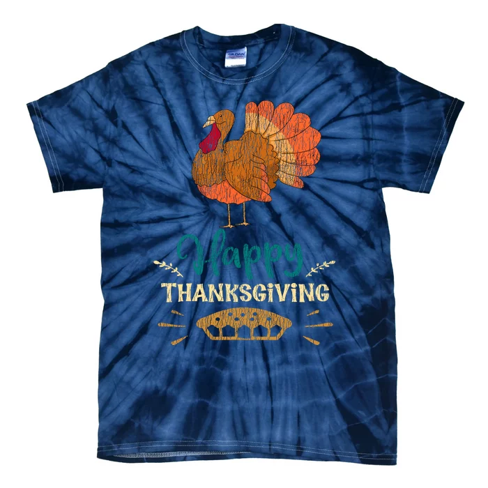 Happy Thanksgiving Pie Turkey Costume Family Pajama Party Tie-Dye T-Shirt